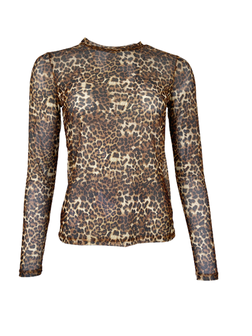 Black Colour Florence Mesh Blouse Leopard